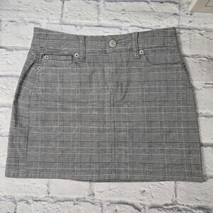 American Eagle Skirt Hi Rise Mini Super Stretch Gray Plaid Acadamia Preppy sz 0